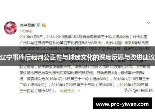 辽宁事件后裁判公正性与球迷文化的深度反思与改进建议 辽宁事件后裁判公正性与球迷文化的深度反思与改进建议