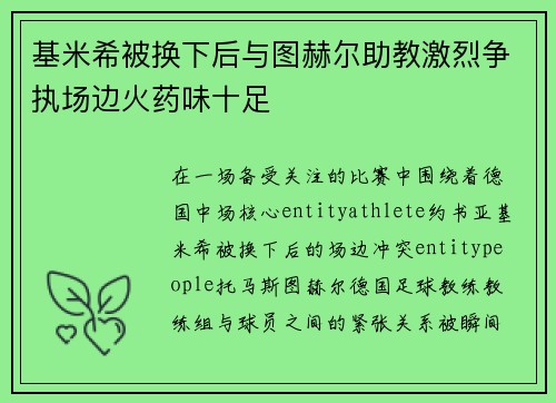 基米希被换下后与图赫尔助教激烈争执场边火药味十足